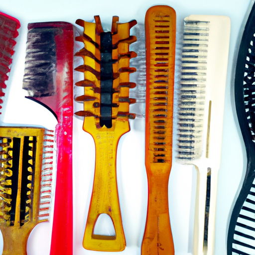 7. Different types of hair tools like wide-toothed combs and soft bristle brushes used for curly hair.